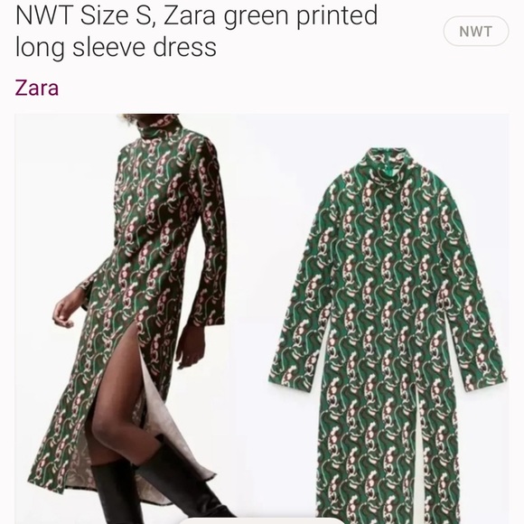Zara Green Floral Print Maxi Dress - Picture 4 of 7